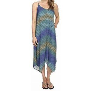 PrAna Angellique Dress in Sail Blue size M Hanker-chief hem spaghetti straps